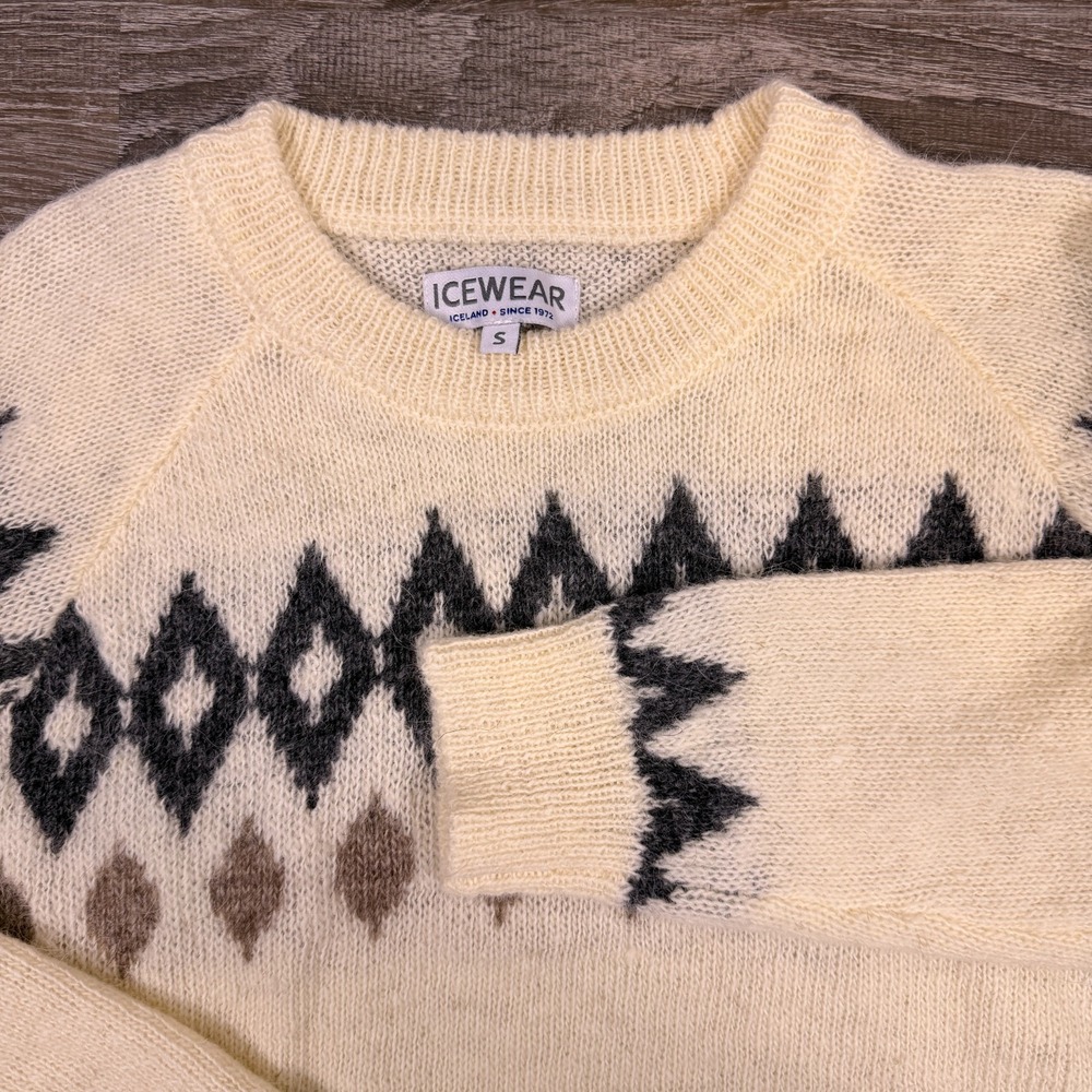 Icewear Mens Sweater‎ 100% Icelandic Wool Nordic Size Small Fair Isle EUC